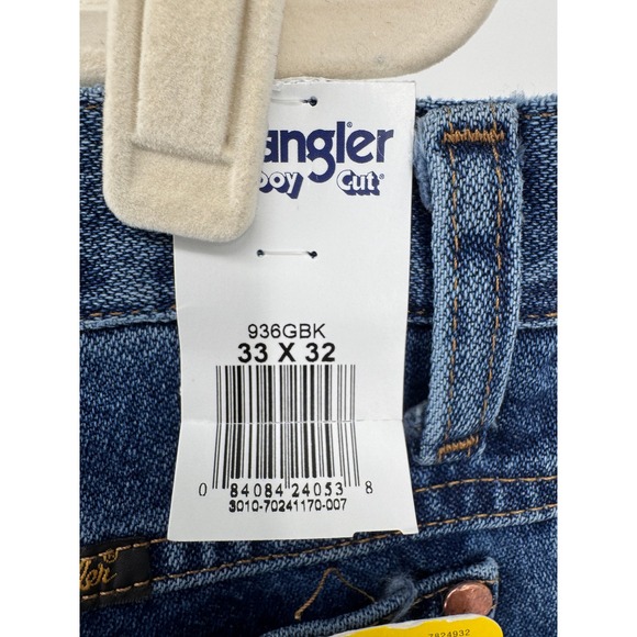 New Wrangler Cowboy Cut Slim Fit Mens‎ Jeans 33x32 Blue Denim 936GBK With Tags - Picture 11 of 13